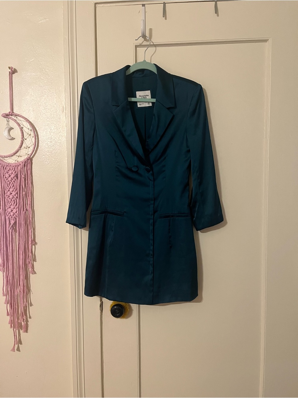 Abercrombie & Fitch Teal Satin Blazer Mini Dress